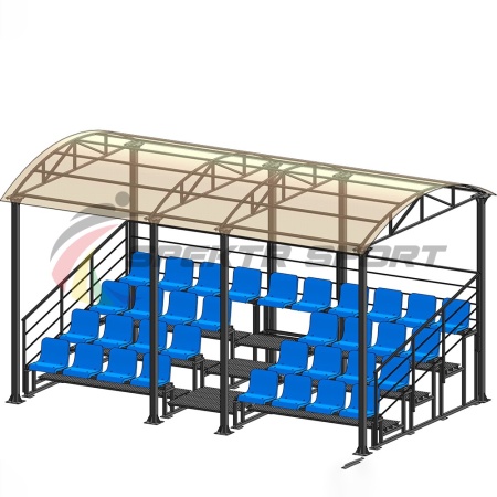 Купить Трибуна для зрителей 4 ряда на 34 места с навесом и перилами в Томмоте 